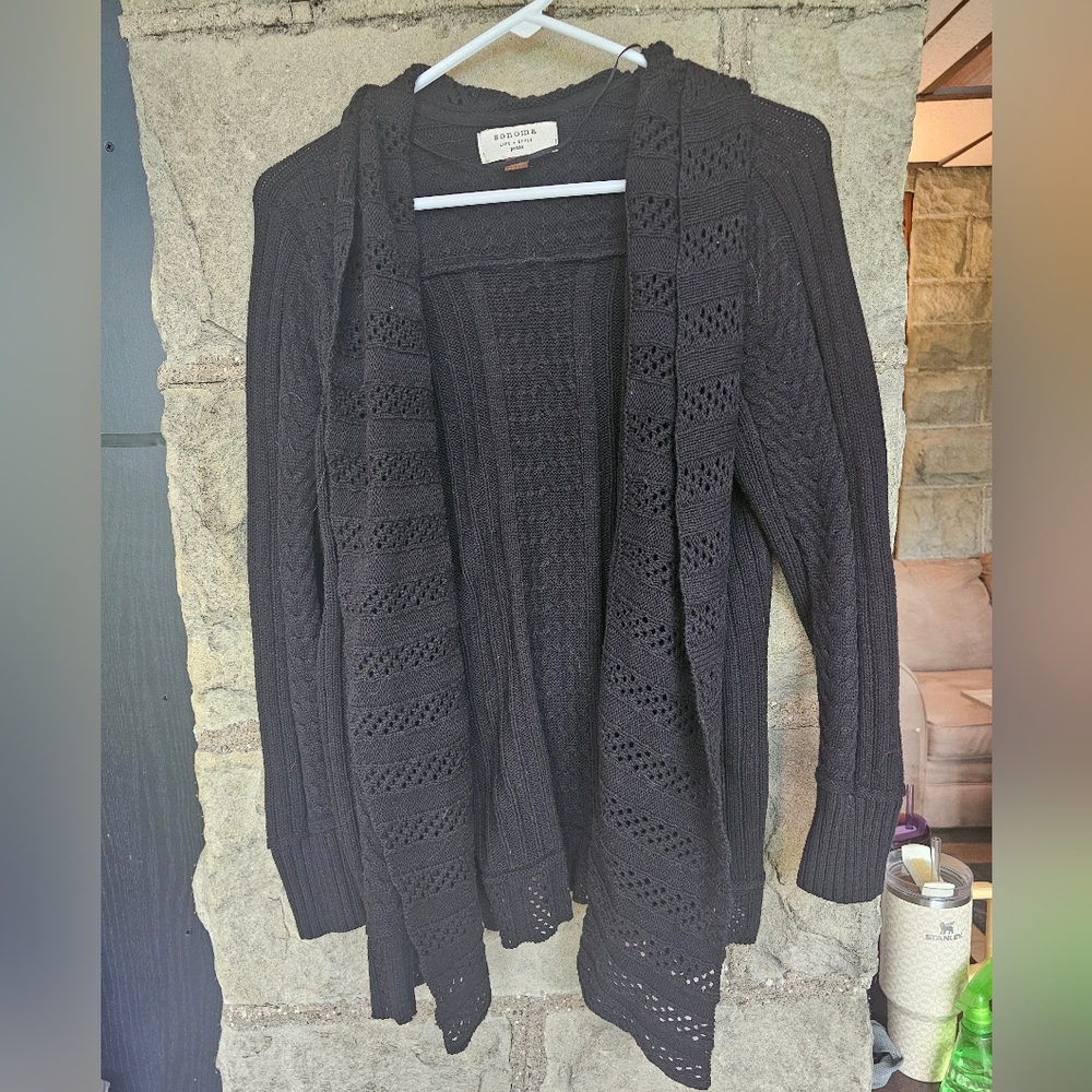 Sonoma Black Open-Front Sweater